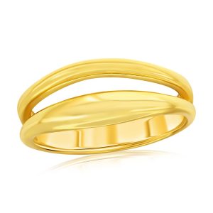 Sterling Silver High-Polished Double Row Ring - Gold Plated