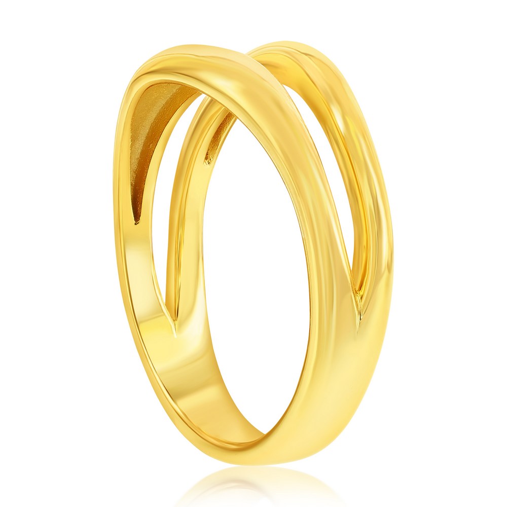 Sterling Silver, High-Polished Double Row Ring - Gold Plated