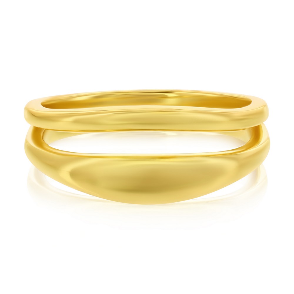 Sterling Silver, High-Polished Double Row Ring - Gold Plated