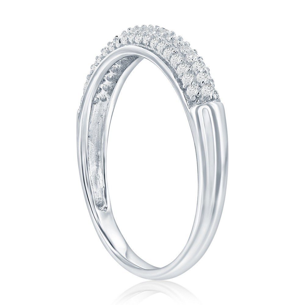 Sterling Silver Half Eternity Pave CZ Ring
