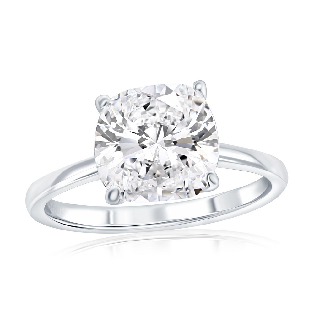 Sterling Silver, 9mm Square Solitaire CZ Ring