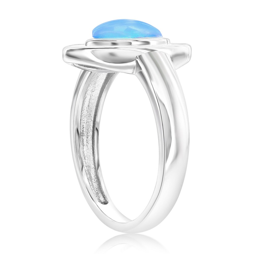 Sterling Silver, MOP & Larimar Marquise Ring