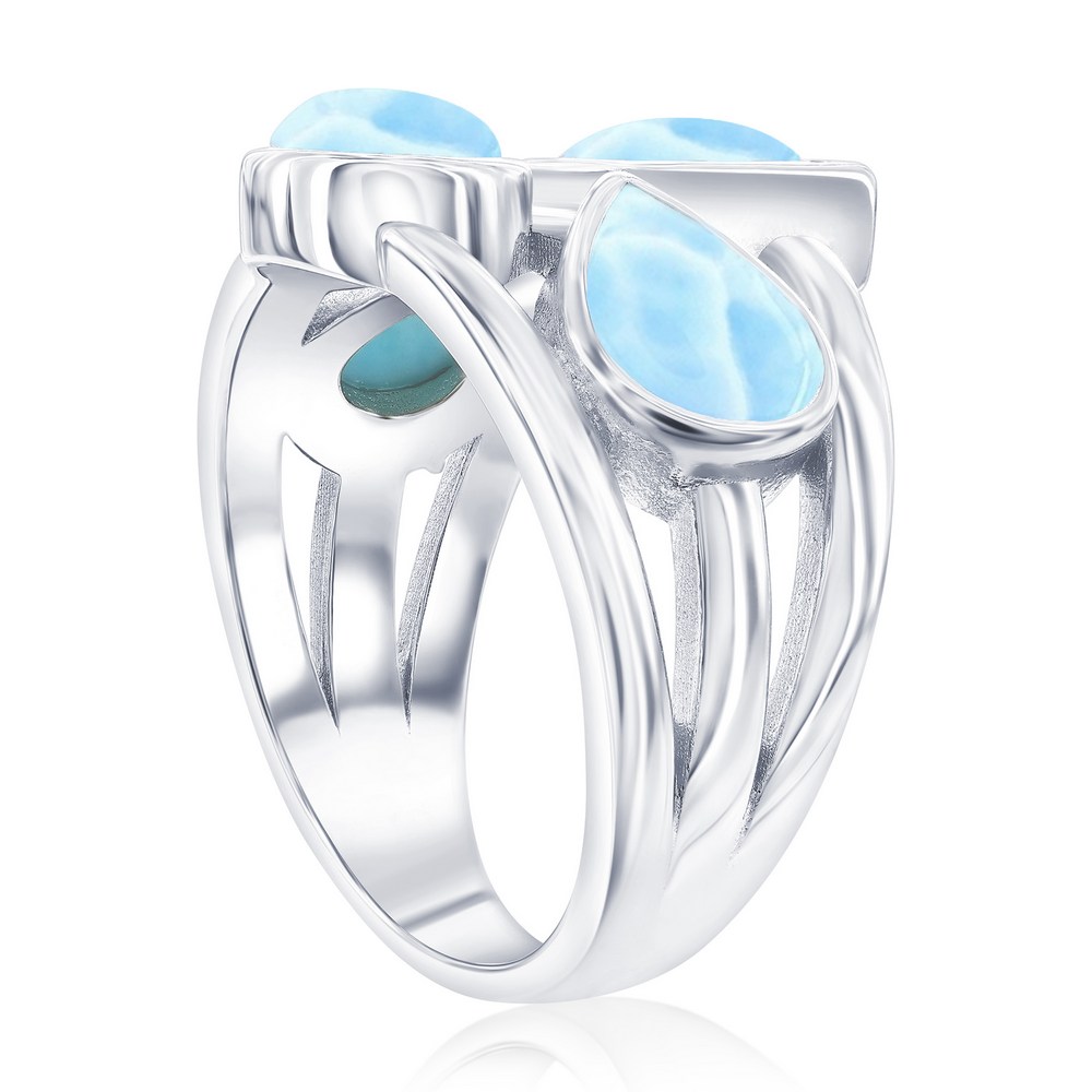 Sterling Silver, Multi-Shaped Larimar Ring