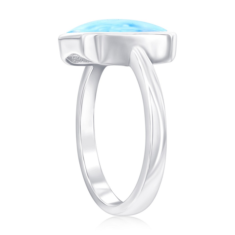 Sterling Silver, Rectangle Larimar Ring