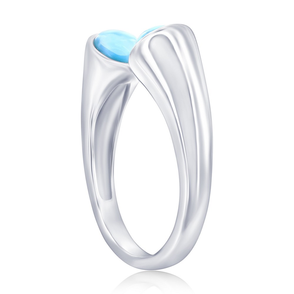 Sterling Silver, Double Round Larimar Ring