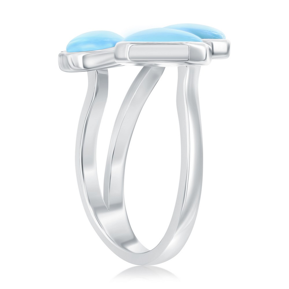 Sterling Silver, Multi-Shaped Larimar Ring