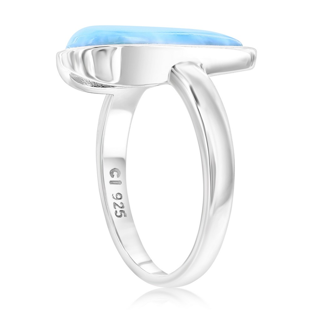 Sterling Silver, Irregular-Shaped 'Premium Larimar' Ring
