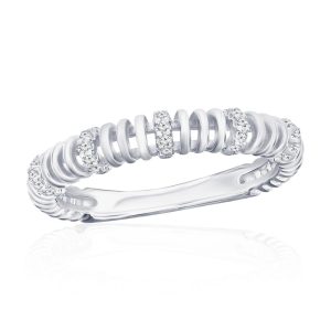 Sterling Silver, 3.5mm Wire Design CZ Ring