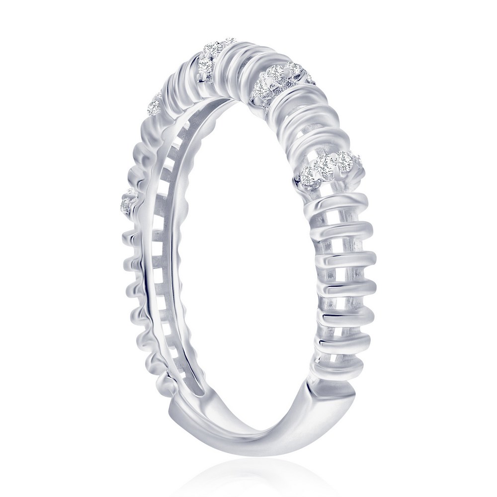 Sterling Silver, 3.5mm Wire Design CZ Ring