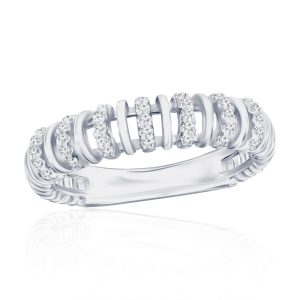 Sterling Silver, 5mm Wire Design CZ Ring