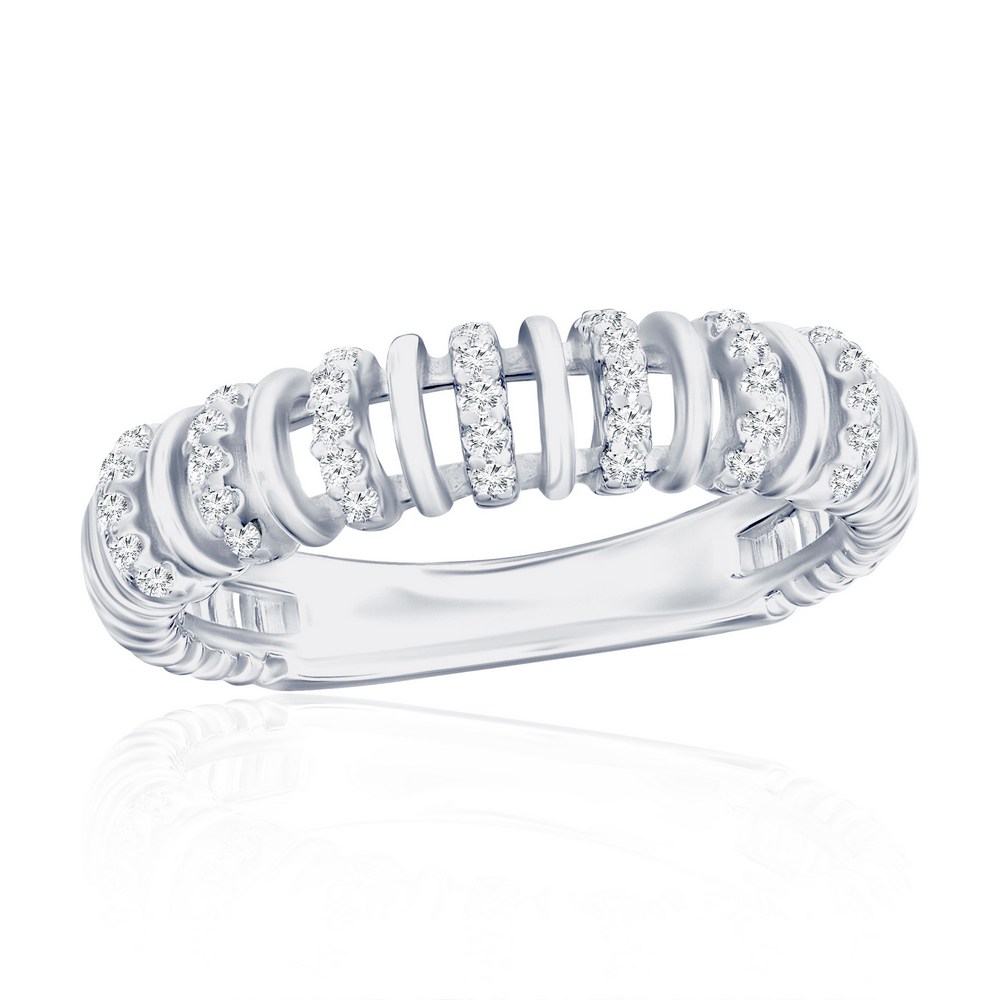 Sterling Silver, 5mm Wire Design CZ Ring