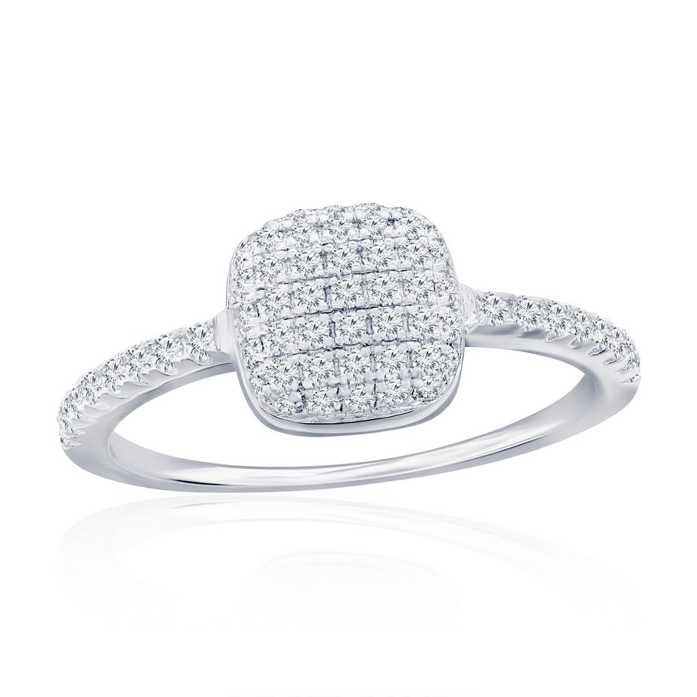 Sterling Silver, Square Pave CZ Ring