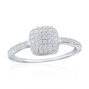 Sterling Silver, Square Pave CZ Ring