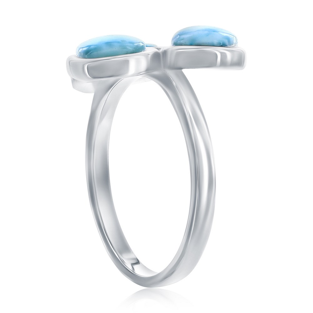 Sterling Silver, Multi Irregular-Shaped Larimar Ring
